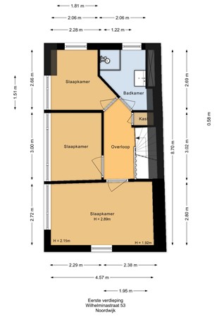 Floorplan - Wilhelminastraat 53, 2201 KB Noordwijk